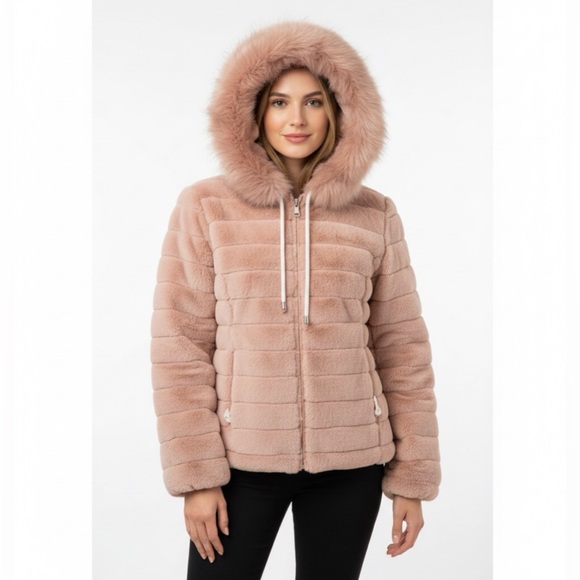 Source Unknown Jackets & Blazers - Blush Pink Faux Fur Hooded Puff Jacket - Reversible Cozy Chic! NWOT